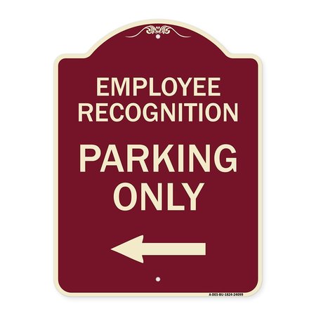 SIGNMISSION Employee Recognition Parking W/ Left Arrow Heavy-Gauge Aluminum Sign, 24" x 18", BU-1824-24099 A-DES-BU-1824-24099